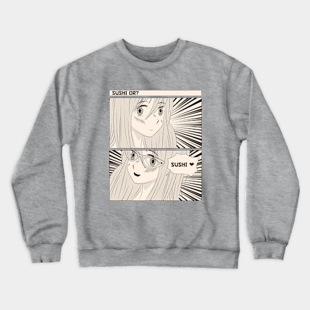 Funny Japanese Manga Sushi Illustration Crewneck Sweatshirt by New East 